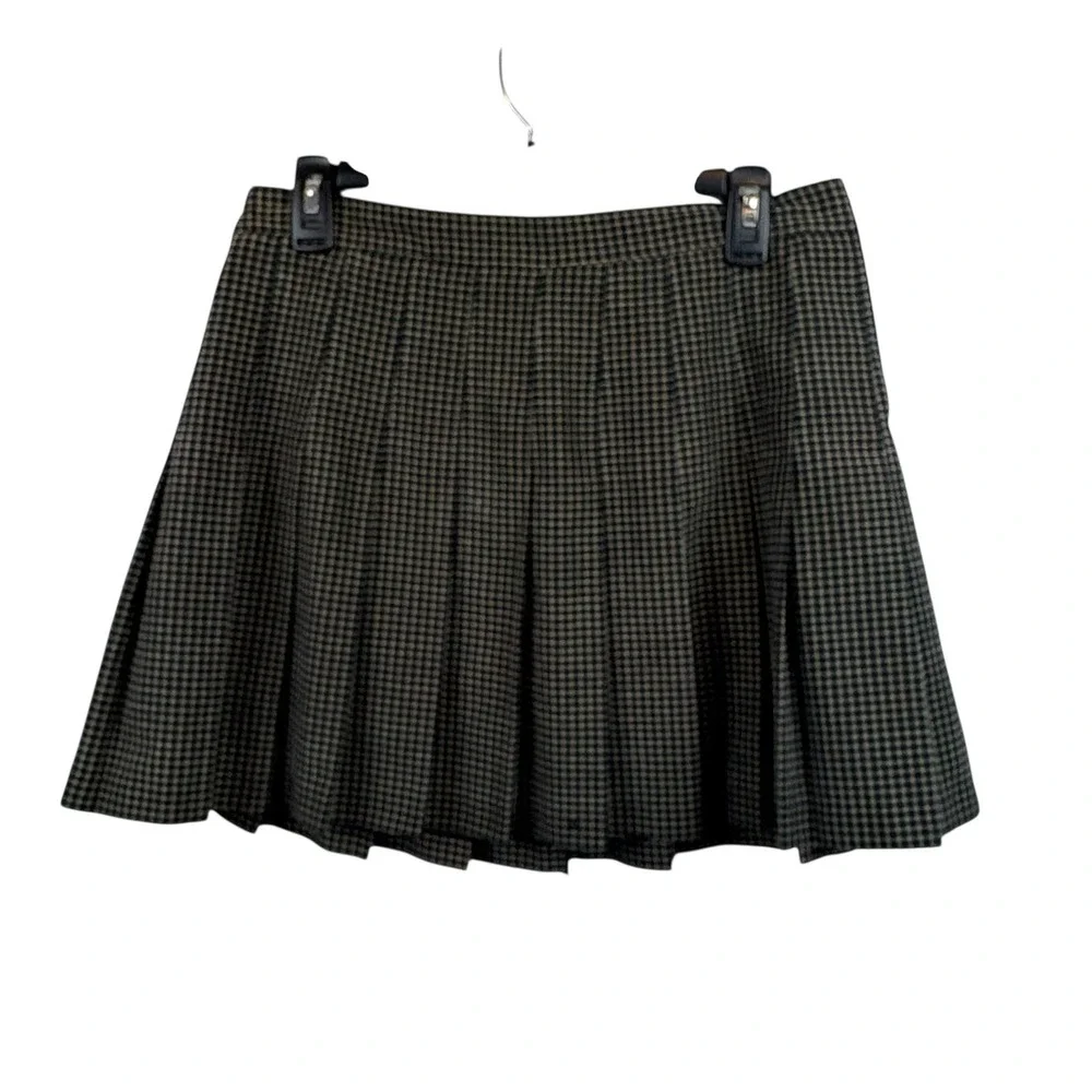 Vintage 90's Tail Black Tan Plaid Pleated Tennis‎ Skirt Size 12